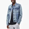 Wholesale Men's Clothing Front Buttons Blue Stone Washed Denim Jacket