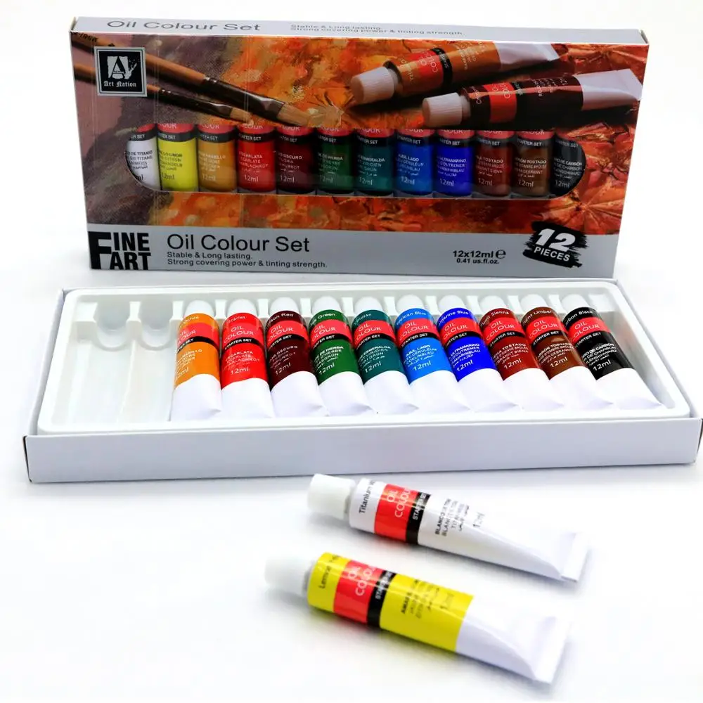 Professional 12 Tubes Oil Colour Painting Set Non Toxic Oil Paint Set