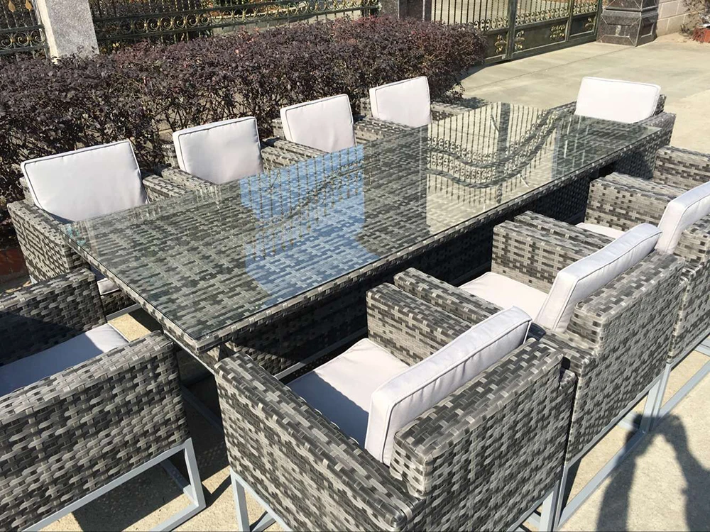 11pcs Luxury Outdoor Rattan Dining Room Furniture Chairs Garden 10