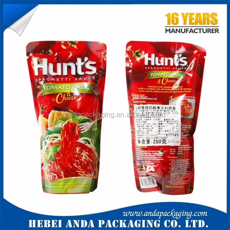 Plastic Bag For Tomato Sauce Packaging/ Tomato Ketchup Doypack