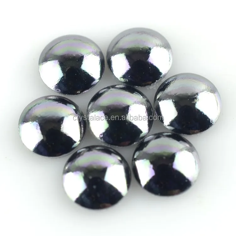 Lead free aluminium hot-fix pearl studs, dark gray color hot fix domes, half rounds transfer pearl