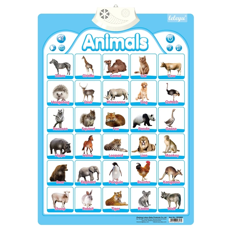 Wg9906卸売英語学習動物チャート話すポスターおもちゃ子供たちは動物の名前を学ぶ Buy 動物チャート トーキングポスターおもちゃ 動物トーキングポスター Product On Alibaba Com