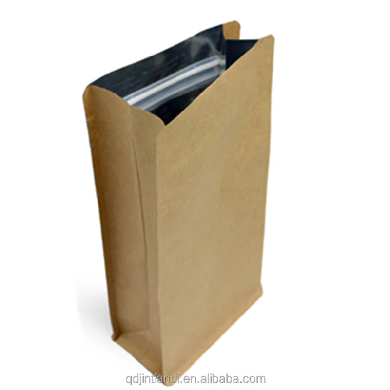 
Qingdao JTD manufacturer custom craft paper 4 side seal plain coffee pouch bags 