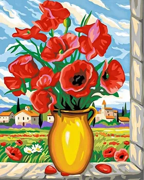 Gz524 4050 Moderne Fleur Peinture à Lhuile Sur Toile Bricolage Diamant Peinture Pour Bouquet Rouge Buy Peinture à Lhuile De Fleur Modernenature