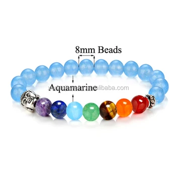 Aquamarine Semi Precious Stone Elastic Bracelet 8mm Multi Colored Aquamarine Semi Precious Stone Elastic Bracelet 8mm Multi Colored Natural Stretch With