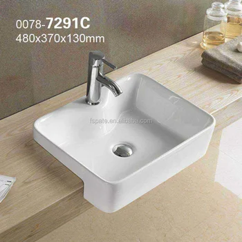 7291c Hotel Bathroom Vanity Sink Ceramic Semi Recessed Wash Basin Counter Foshan 7291c Hotel Bathroom Vanity Sink Ceramic Semi Recessed Wash Basin Counter Foshan