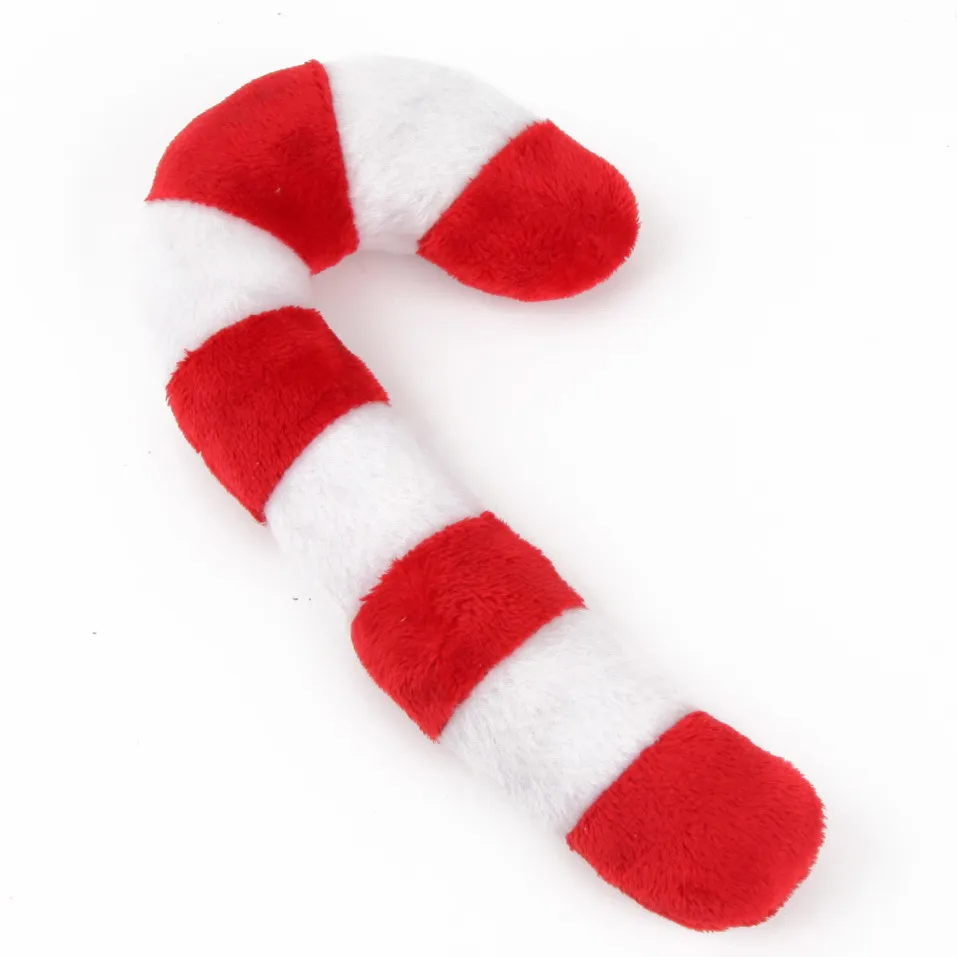 plush candy cane dog toy