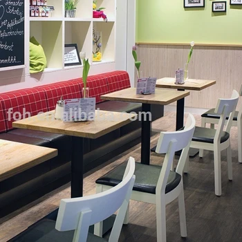 Leisure Restaurant Long Bench Sofa And Wooden Dining Table With White Wood Cafe Chair Foh Rst35 Leisure Restaurant Long Bench Sofa And Wooden Dining Table With White Wood Cafe Chair Foh Rst35