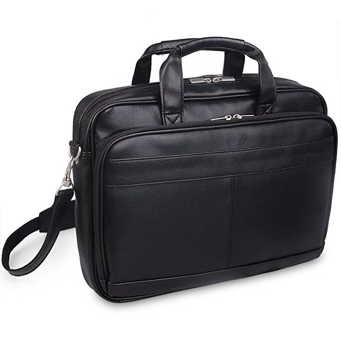 Men's Genuine Leather Business Trip Briefcase Large Bag Fit 17