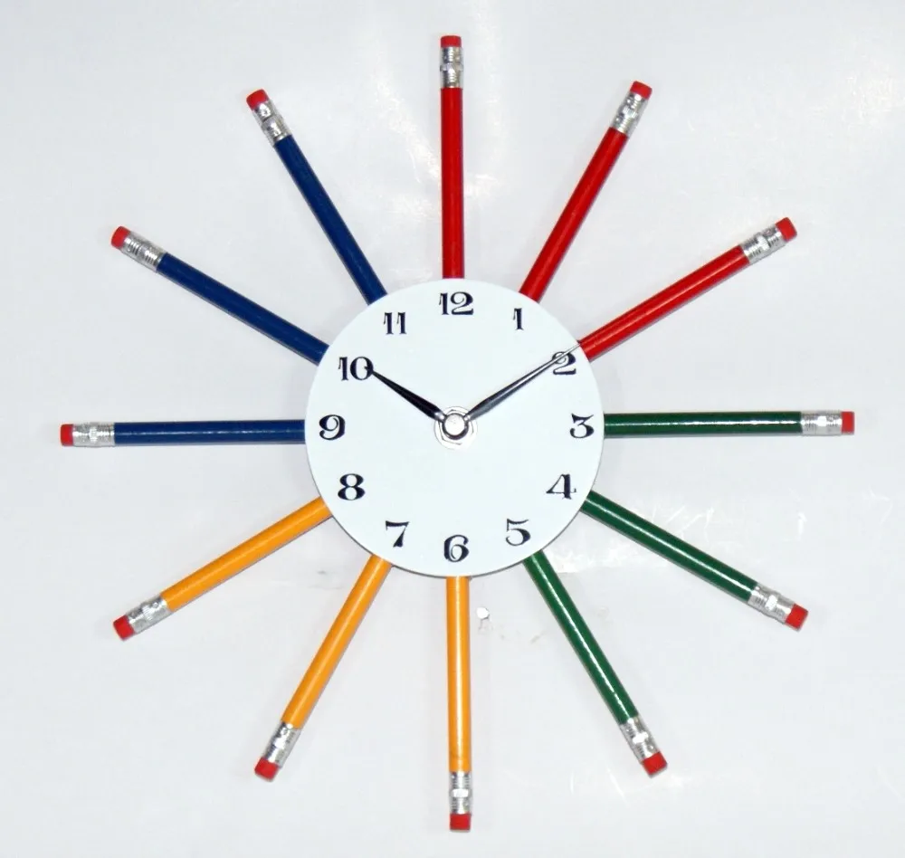 Aluminum Wall Clocks With Multi Color Pencils Buy Wall Clocks With