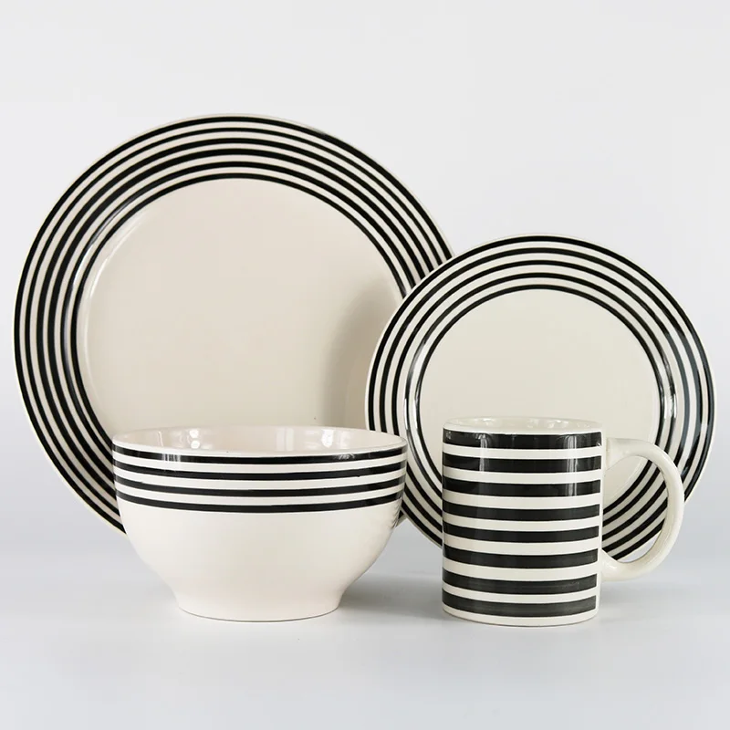 Classic Black And White Porcelain Dinnerware Set 16pcs Buy Dinnerware