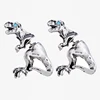 Animal Shape 2 Parts Joint Antique Silver Gold Copper Punk Dinosaur Stud Piercing Earrings