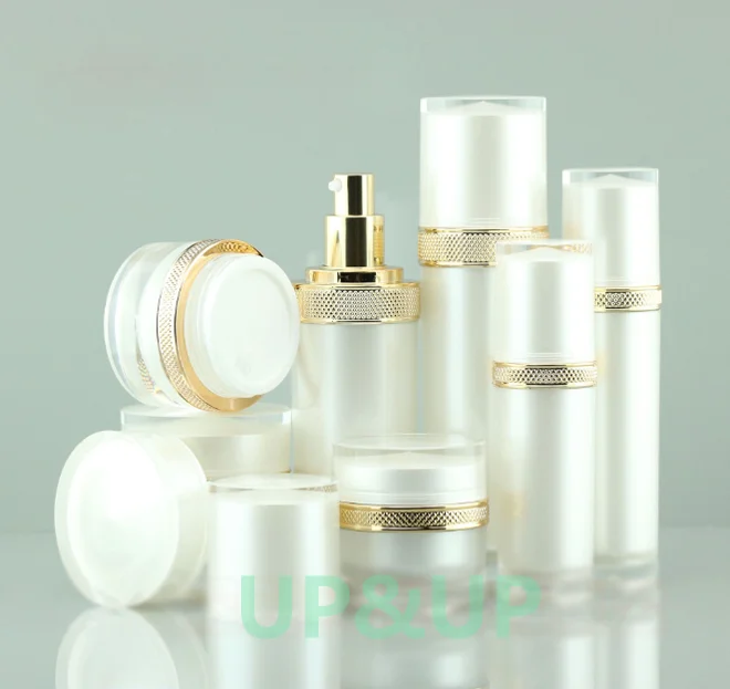 50g high grade double wall round white or gold cosmetics face cream empty plastic acrylic container for skin care packaging