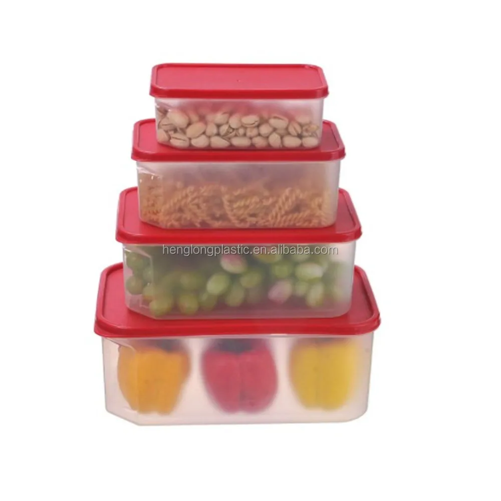 Stackable 5 In 1 Plastic Snack Food Storage Containers Set With Green ...