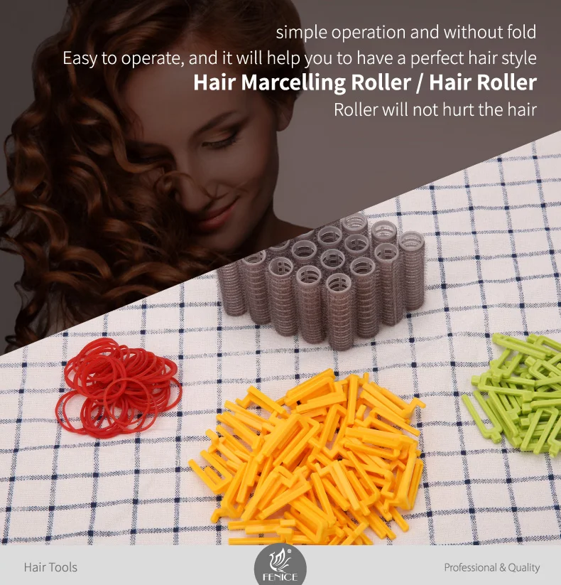 Popular Style Hair Perm Roller With Rubber Band Diy Plastci Fluffy Hair Curler Kit