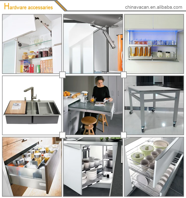 U Shape Stainless Steel Kitchen Design With Kitchen Wall