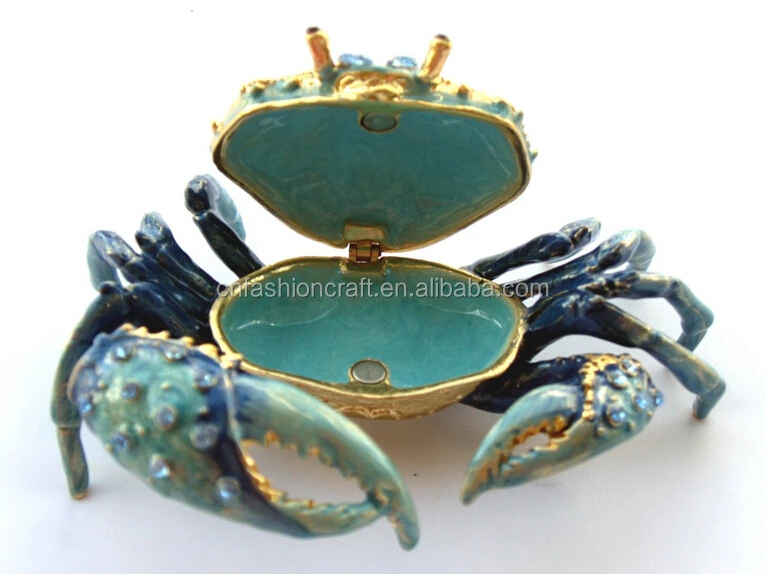 Fancy That Sealife Resin Crab Trinket Box One Size Blue/Silver 