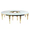 Event Rental Mirror Half Moon Wedding Banquet Dining Table With Tempered Glass Top