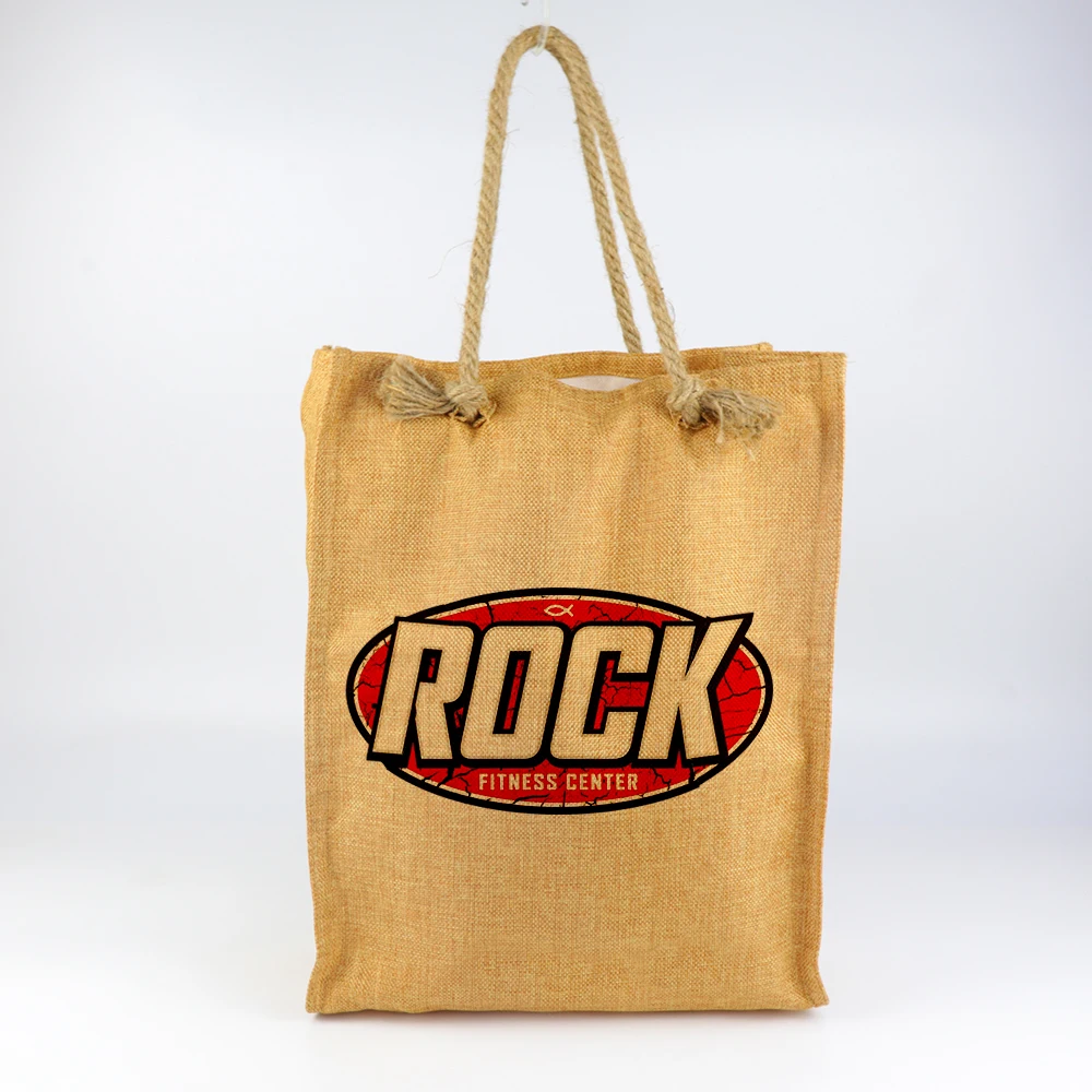 custom logo printed natural jute cheap tote gunny bags