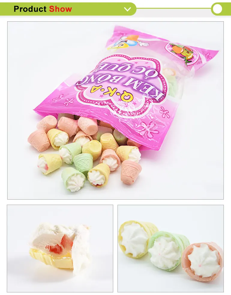3.5g Fruit Jelly Filled Candy Marshmallow Mini Cakes Cotton Candy Halal
