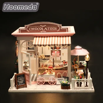 Dollhouse Furniture Miniature Unfinished Chocolate Shop Diy Doll House ...
