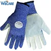 Premium Level 5 Cow Leather Palm Anti Cut Resistant Protective Work Gloves