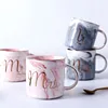 Custom Mr Mrs Gender Mug Marble Golden Edge Handle Ceramic Coffee Mug Tea Cup