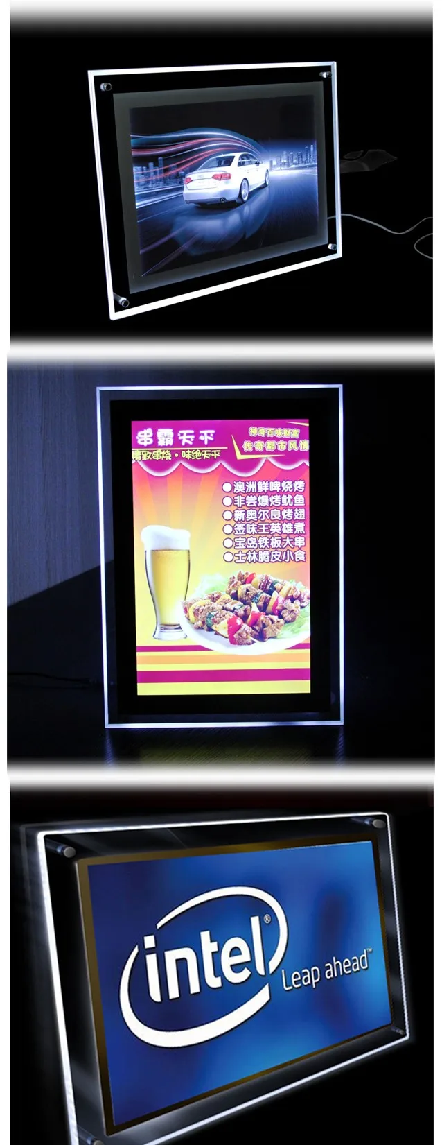 Wall Mounted Acrylic Crystal Light Box For Real Estate Agent Led Window