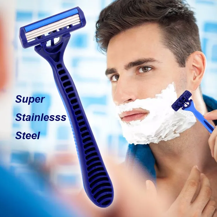 D318l Abs+rubber Handle 3 Stainless Steel Blade Disposable Shaving ...