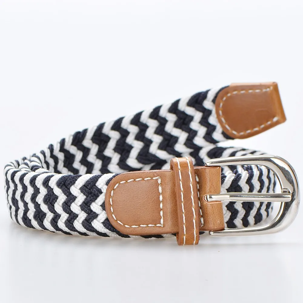 Braided Canvas Belts Womens Elastic Stretch Fabric Ladies Multicolored