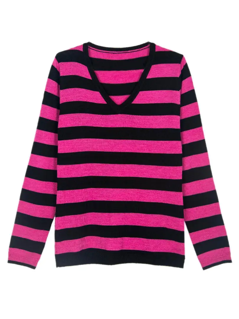 pink black striped sweater