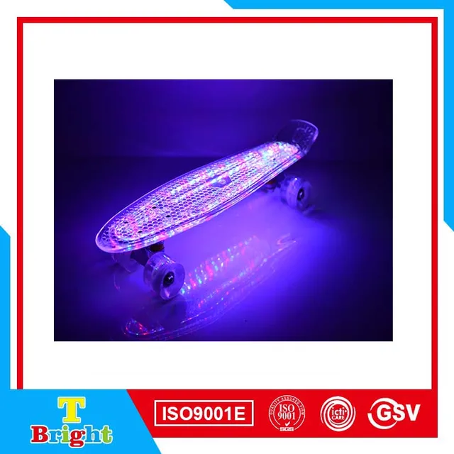 PC with LED material board and PU wheel fish skateboard
