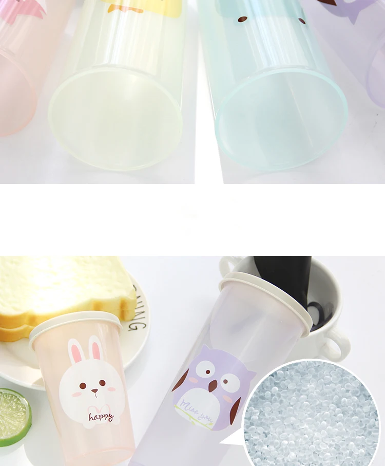 Cute 250ml hard plastic cups with lid kids bpa free water bottles for School children