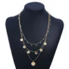 180809013 gold plated coin pendant necklace multi 3 three layered necklace turquoise necklace