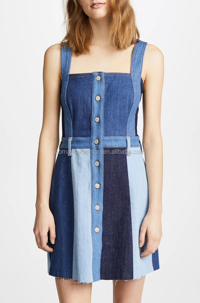 a line denim pinafore dress