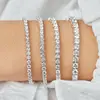 Men Women 14K White Gold 1 Row Cut Iced Out Tennis Bracelets Hip Hop Lab Diamond, Link Chain Bracelet