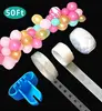 Balloon Decorating Strip Tape 50Ft for Arch Garland Streamer,1pcs Balloon Tying Tool,100 Dot Glue,32Ft Ribbon(50FT)