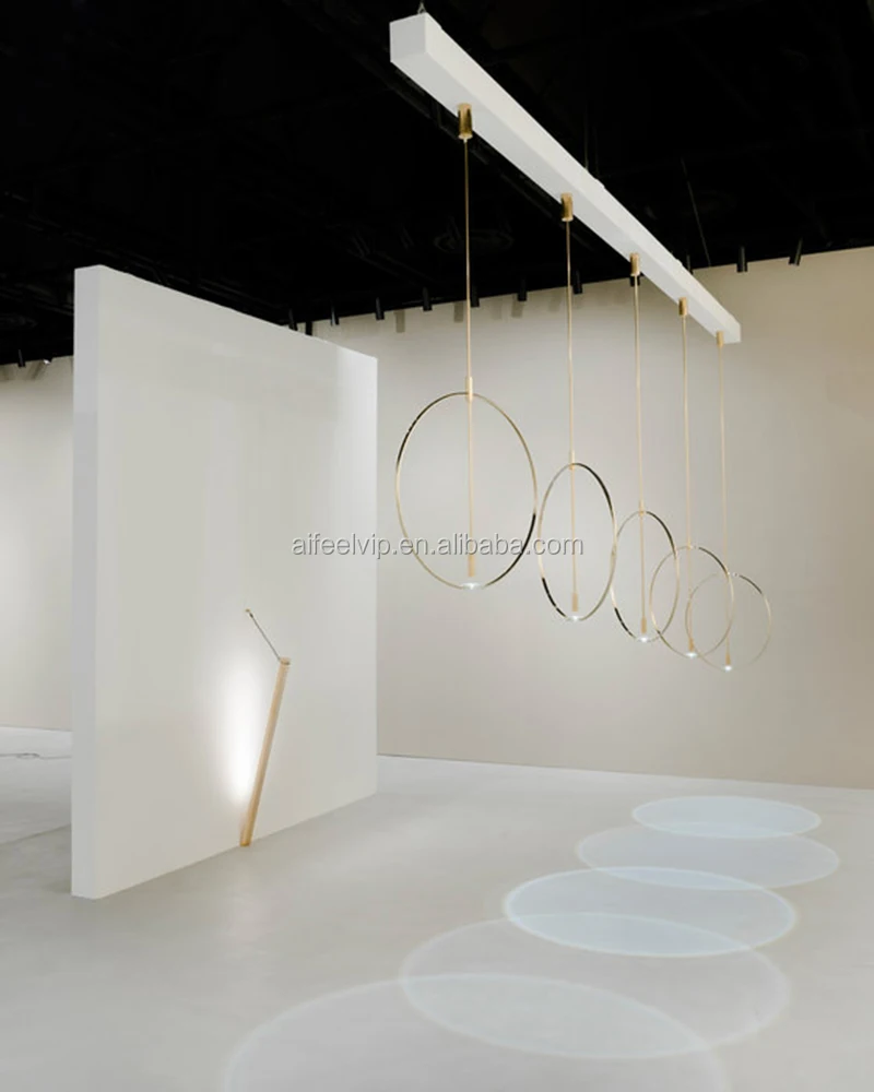 New decorative iron cage light gold color luxury circle ring pendant light for corridor