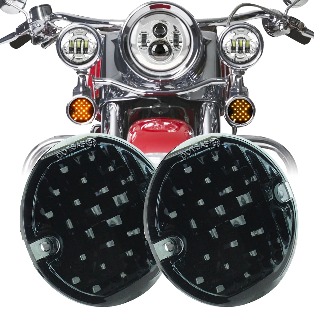Motorcycle 3-1/4 Flat Somked 1157 Amber Turn Signal Light For Touring Electra Glide Road King Softail FLSTN