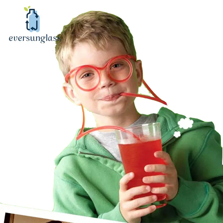 Creative Fun Soft Plastic Glasses Cold Drink Straw Funny Glasses Tube Gift New
