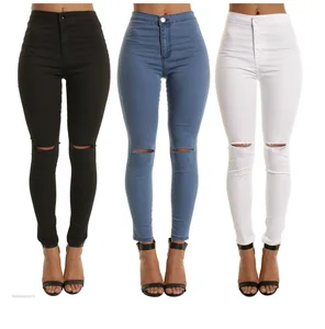 Women Leggings Holes Pencil Fashion Female Denim Strech Skinny Ripped Pants High Waist Jeans Pants