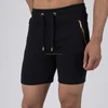 100% Cotton Fabric Black Tight Short Pants With Side Zipper