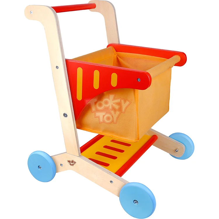 Wholesale Baby Wooden Shopping Cart Toy,High Quality Kids Wooden