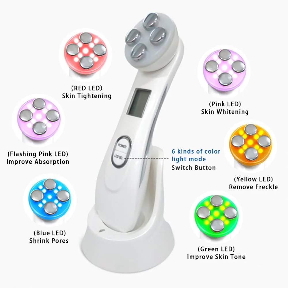 6 colors LED RF EMS Radio Frequency Skin Tightening Machine Skin Care Beauty Device for Face Lifting Tighten Anti Wrinkle