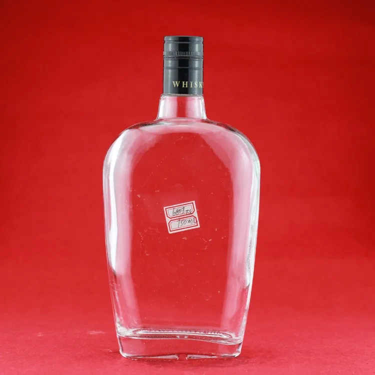 Wholesale Round Tequila Bottles Empty Sqaure Liquor Bottles 750ml Flat