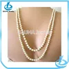 New arrival statement two wrap long chain white pearl necklace in bulk