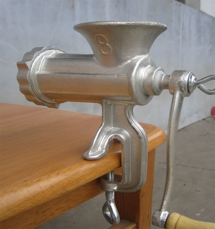 Wooden Handle Manual Meat Grinder Machine 8,Spray Panted Tin Plated