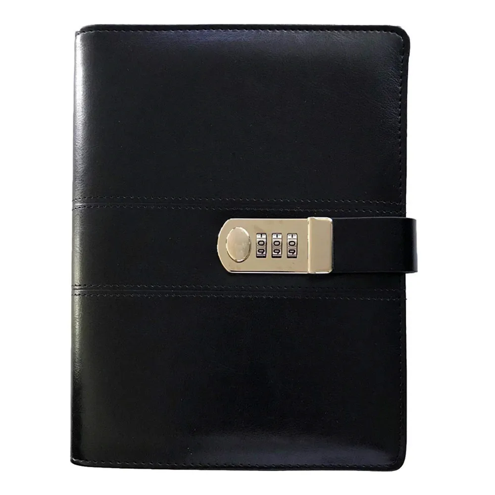 Refillable A5 6 Rings Binder Leather Agenda Black Leather Diary Cover