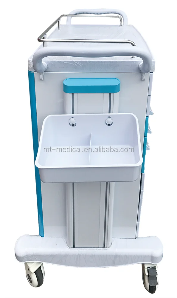 High quality ABS plastic multifunction emergency medical trolley with four castors