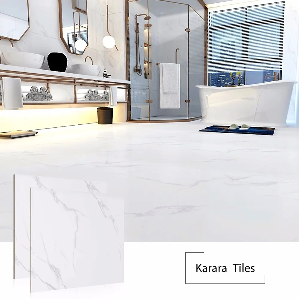 Carrara White Fully Polished Glazed Marble Floor Tiles Polished Glazed Marble Floor Tiles